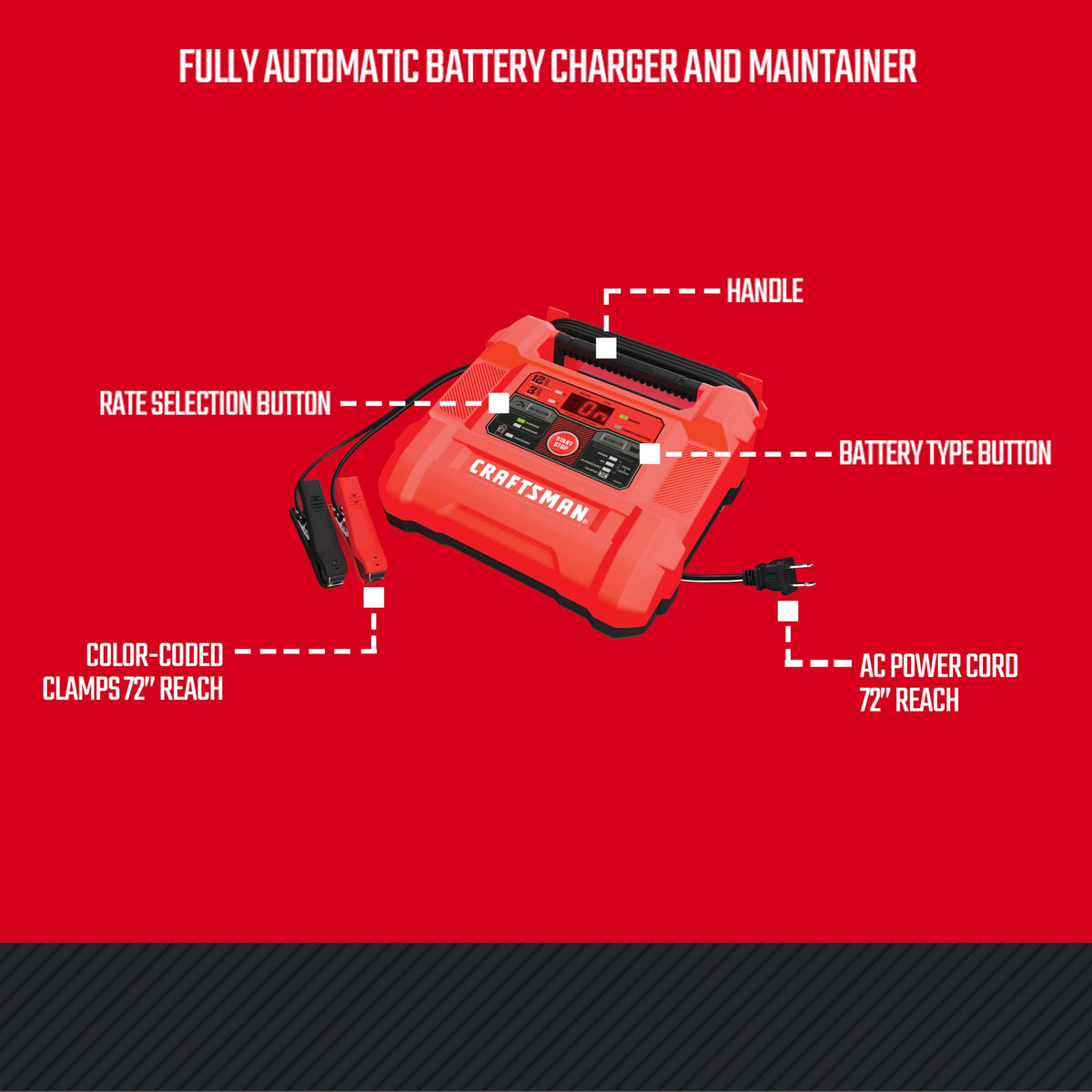 CRAFTSMAN product label with specifications and safety features for quick reference