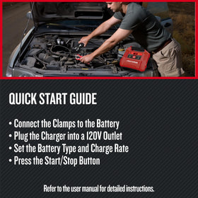 CRAFTSMAN charger placed next to toolbox showing 12-foot total reach advantage
