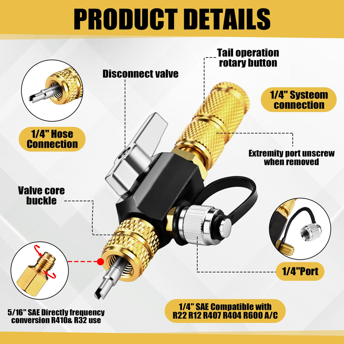 CraftyDream adapters and spare valve cores arranged to highlight compatibility and readiness