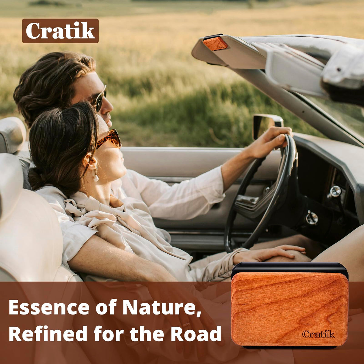 CRATIK lifestyle interior of SUV with freshener visible, conveys refreshed comfortable drive