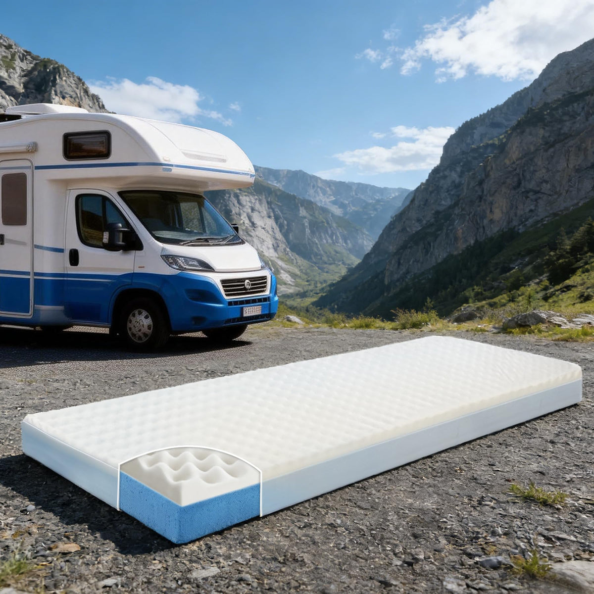 CRAURU front view of packaged bunk mattress showing compact delivery benefit