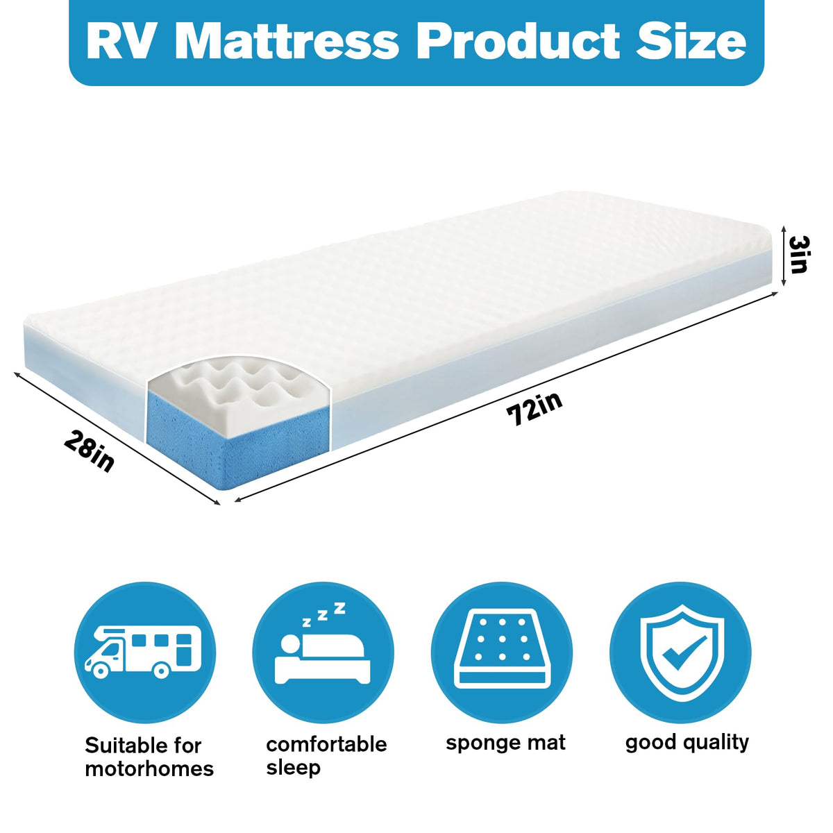 CRAURU opened mattress full-length top view showing even support across surface