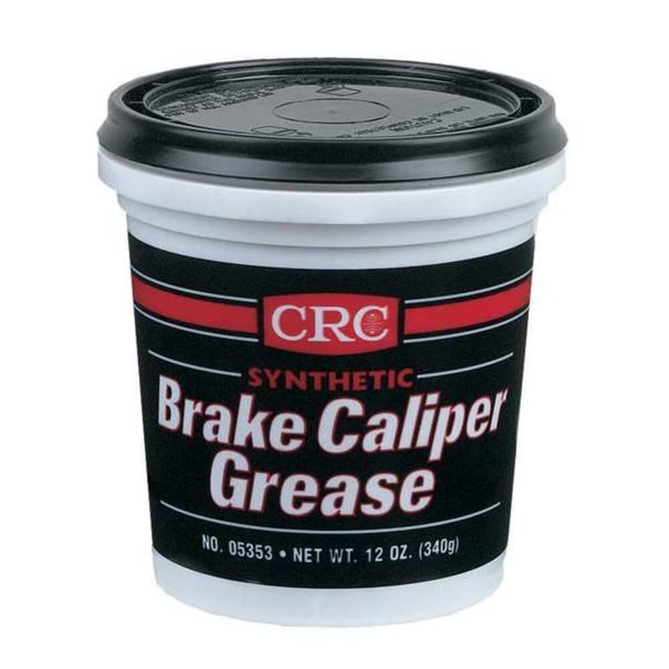 CRC brake caliper grease 12 oz tub front view showing label and packaging benefit of clear identification