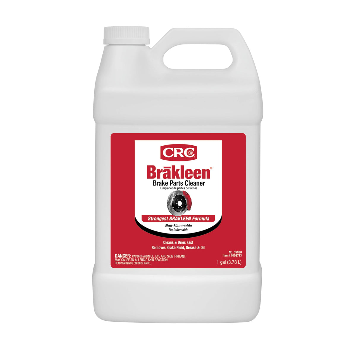 CRC Brakleen front label on 1 gallon jug showing product name and benefits