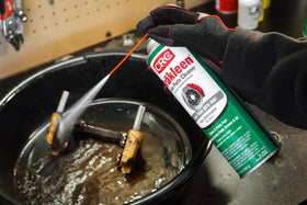CRC Brakleen cleaned brake rotor detail showing residue-free finish for accurate inspection
