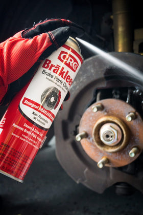 CRC Brakleen in garage lifestyle scene demonstrating real-world maintenance benefit
