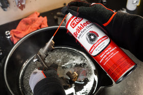 CRC Brakleen side label close-up showing safety and application information