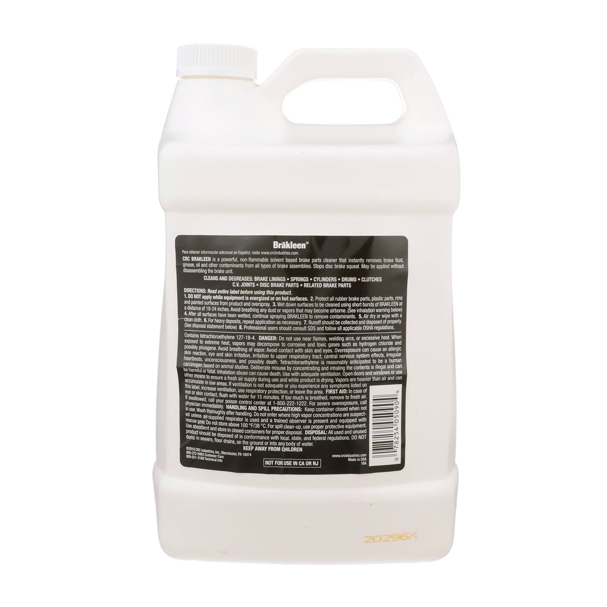 CRC Brakleen 1 gallon beside a ruler showing scale for shop supply planning