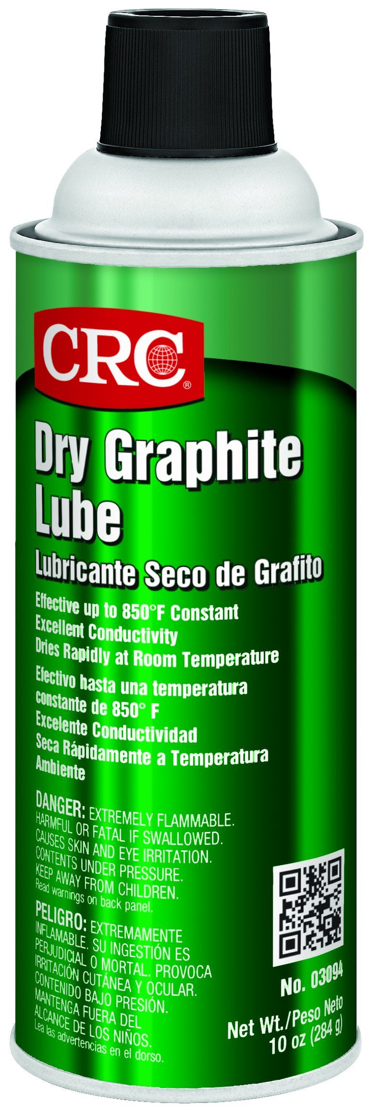 CRC dry graphite lube aerosol can front view showing label and easy-spray benefit