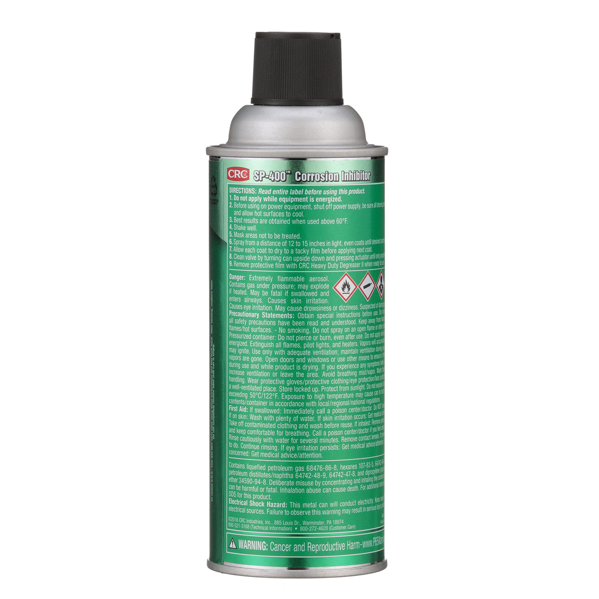 CRC SP-400 spray in use on metal shaft showing fast application and corrosion prevention