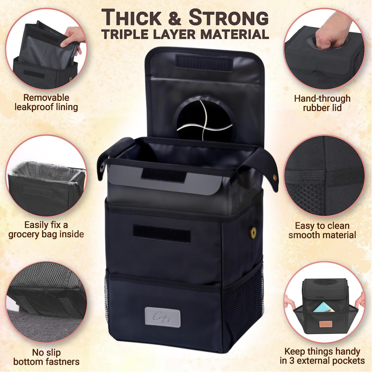 Creathing odor-control lid closing tightly benefit: traps smells inside