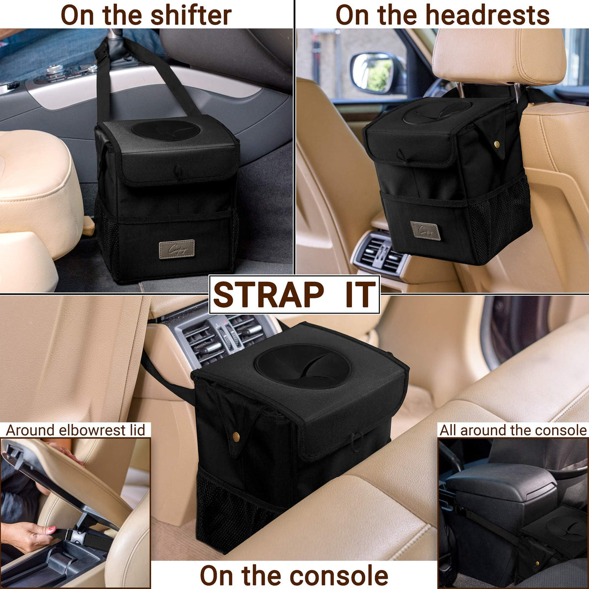 Creathing three outer pockets filled with items benefit: easy travel organization