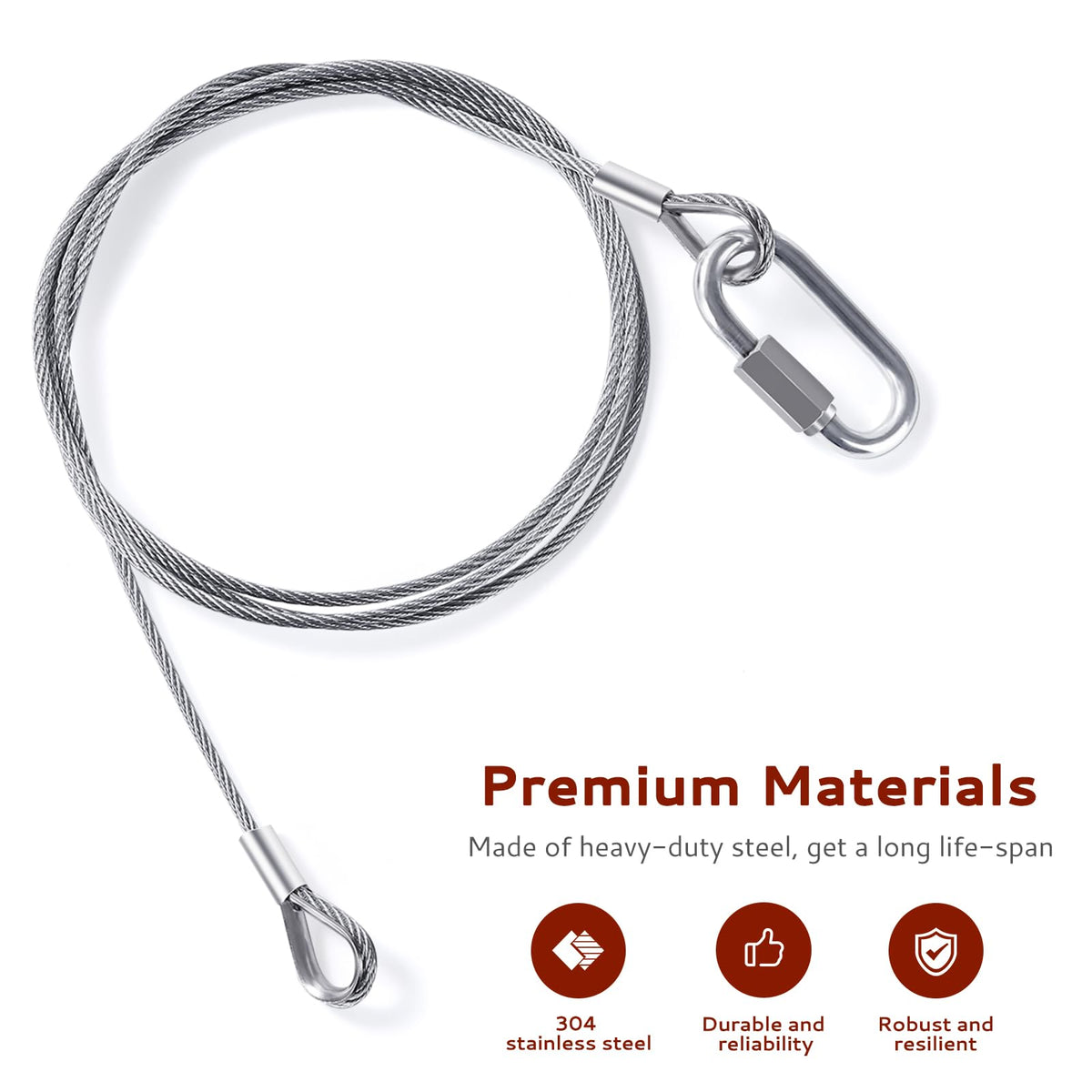 Creative.C close-up of 304 stainless cable swaged end showing corrosion resistance and secure connection