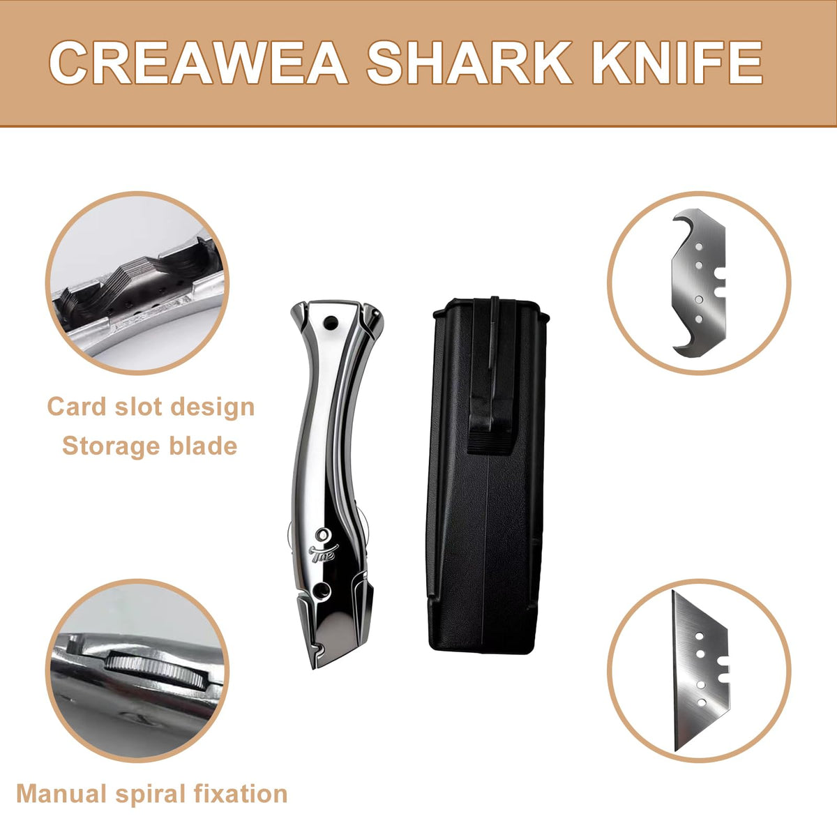 CREAWEA fixed-blade knife detail with screw-lock for precise, safe cutting
