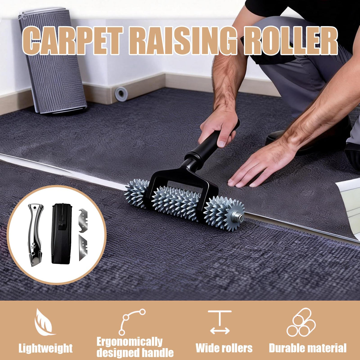 CREAWEA seam roller in use pressing seam for a flatter, cleaner finish