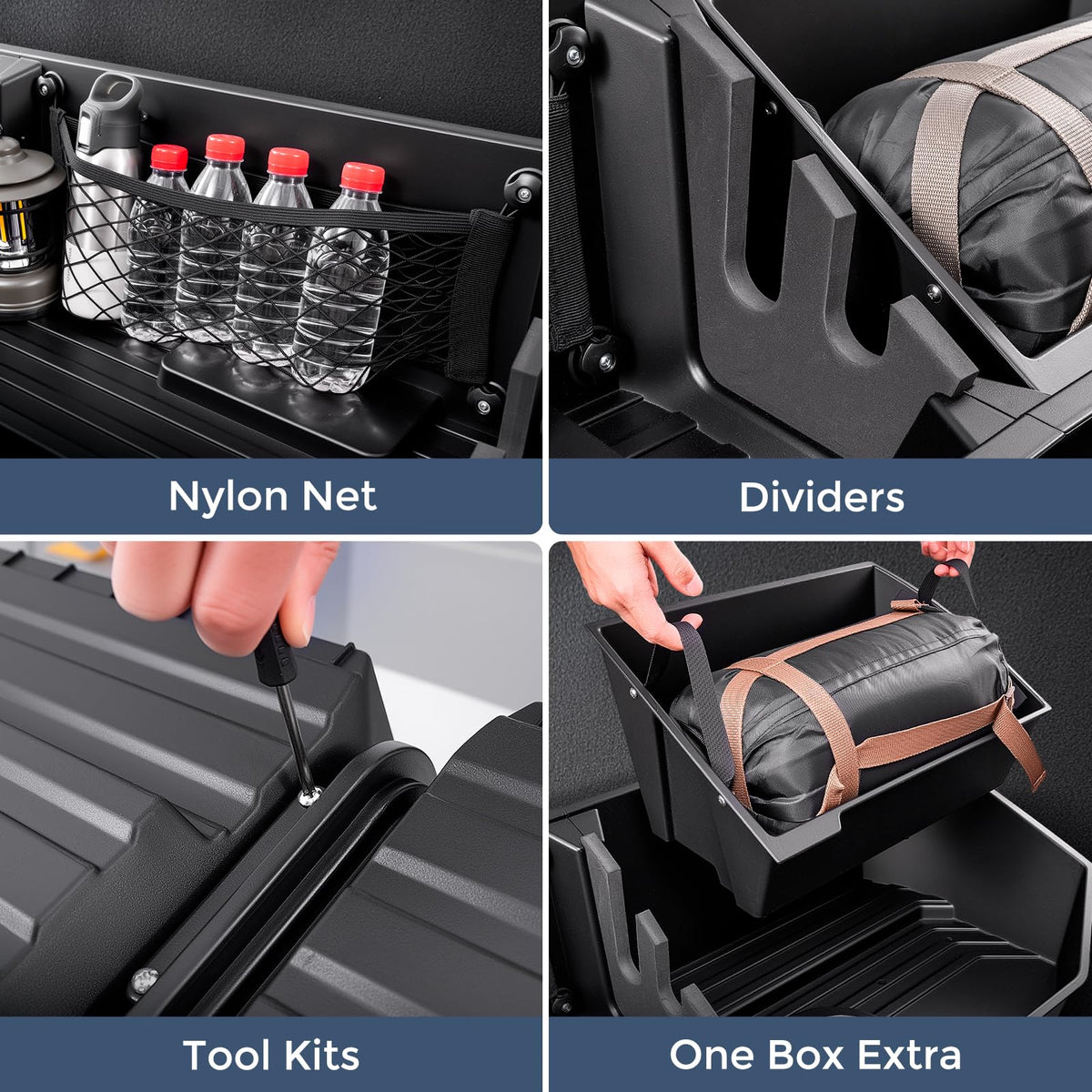 CreekT accessory kit laid out demonstrating included organizers for tidy storage
