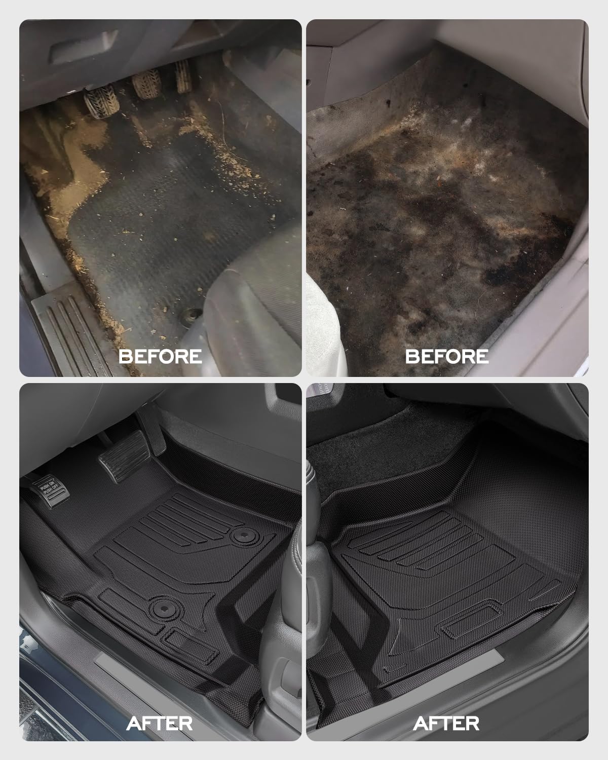 CreekT rear footwell Crew Cab mat showing coverage and easy cleaning