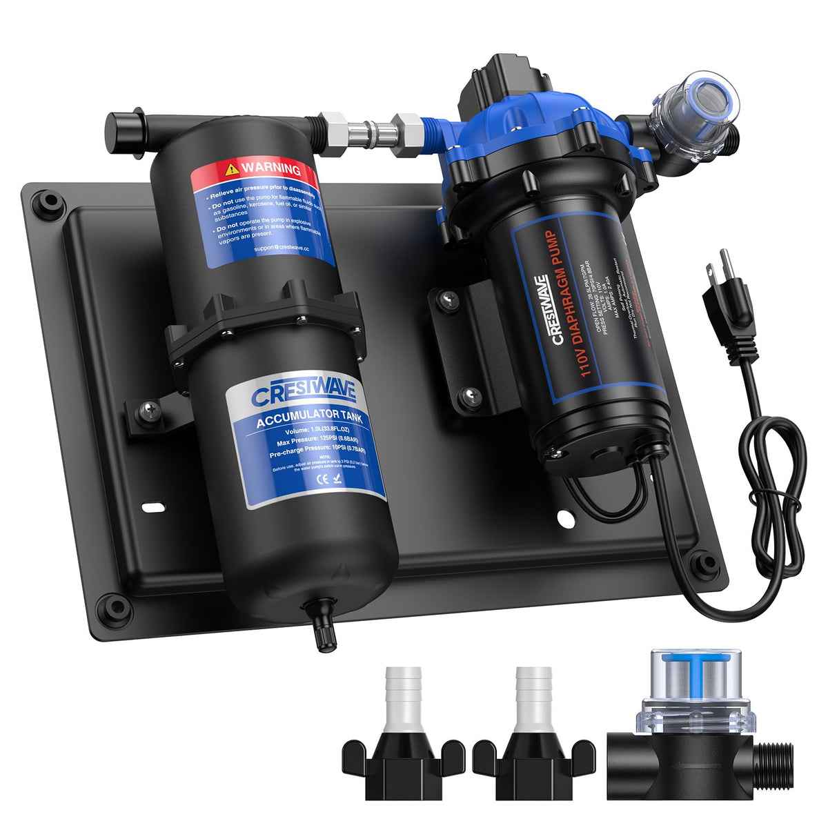 CRESTWAVE front assembly showing pump and tank for reliable flow