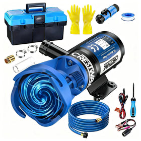 CRESTWAVE front view macerator pump showing compact design and quick-install benefit