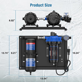CRESTWAVE included fittings and adapters for fast plumbing hookup