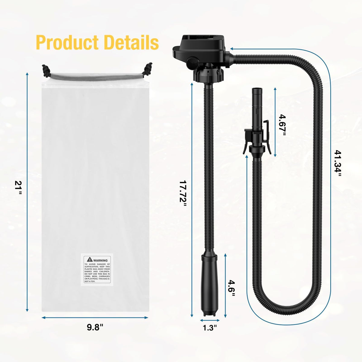 CRESTWAVE pump next to a gallon jug showing compact size and easy handling advantage