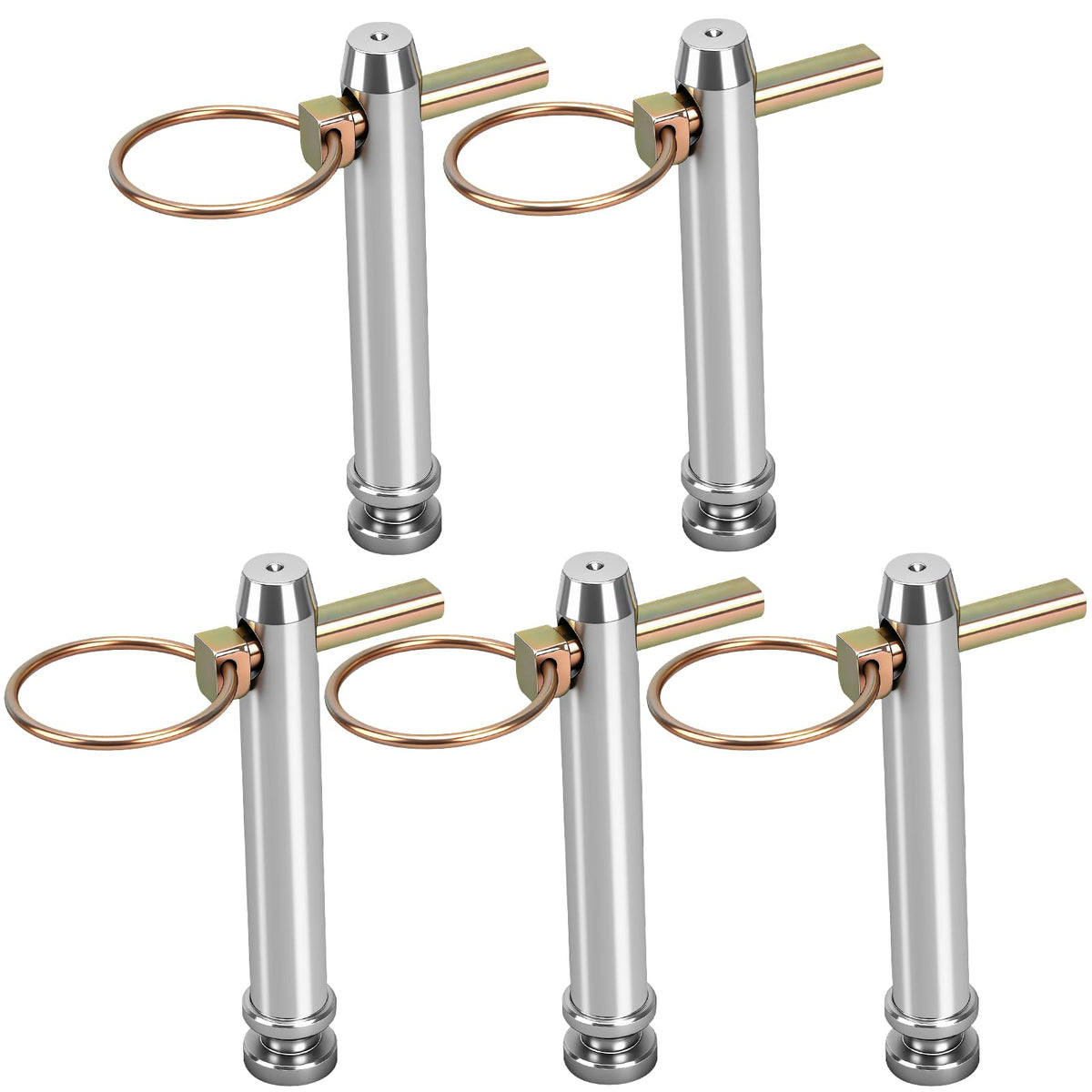 CrestWeld front view of five-pack top link pins showing durable kit benefit