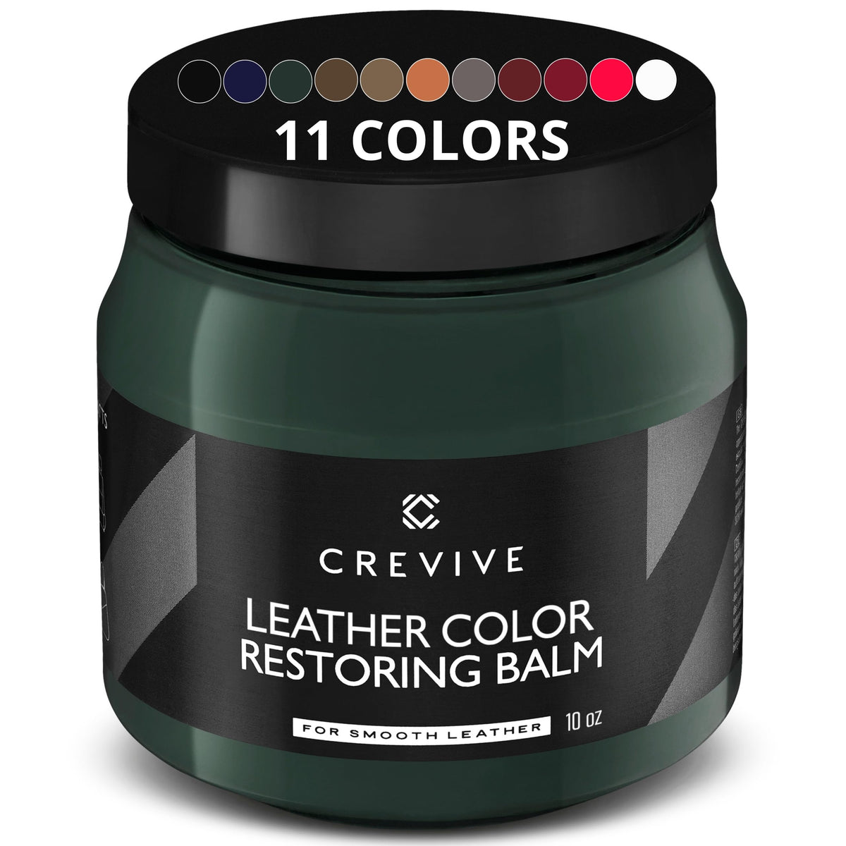 CREVIVE front jar of green recoloring balm showing label and size, easy identification benefit