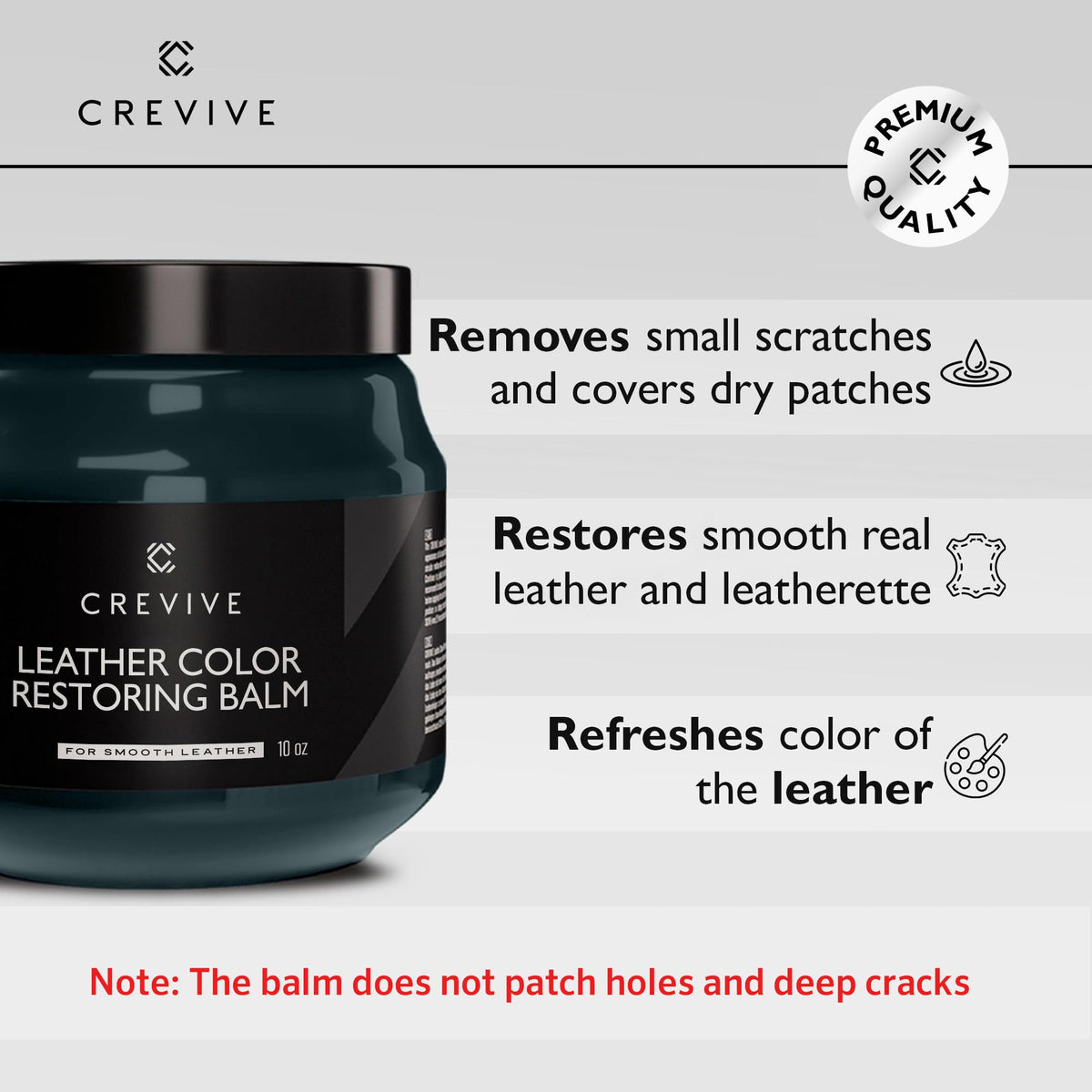 CREVIVE close-up of balm texture displaying smooth finish and spreadability benefit