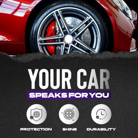 Cristal Products on tire sidewall showing deep wet gloss for enhanced appearance