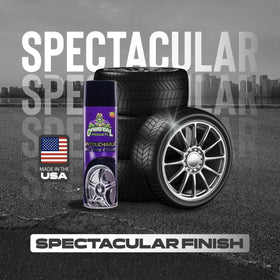 Cristal Products being sprayed on a tire demonstrating easy application benefit