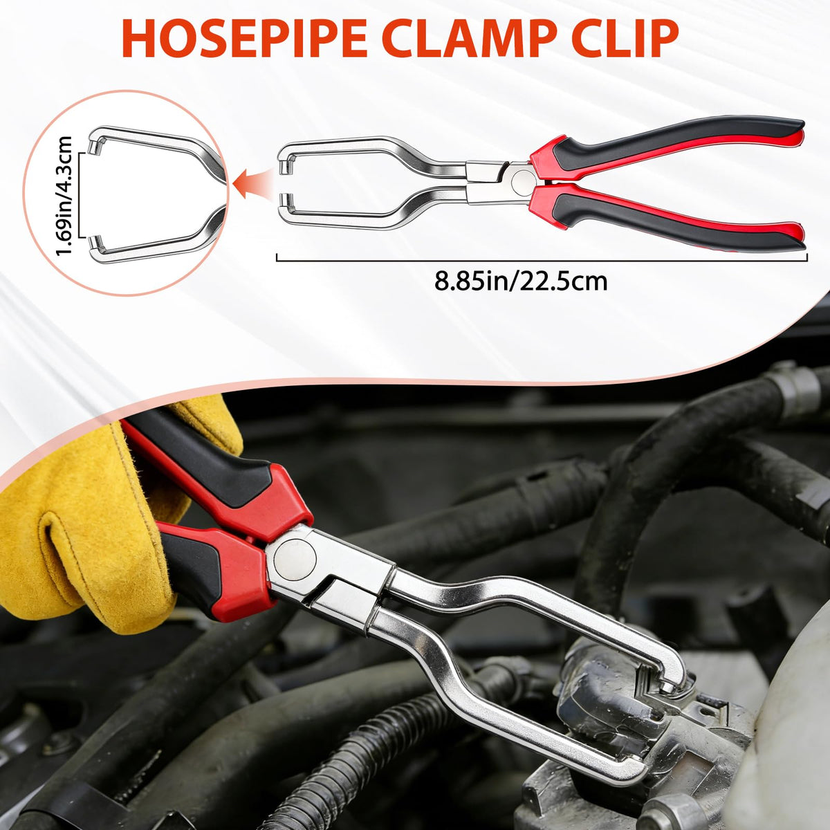 Crizendo 30° disconnecting plier in use reaching a recessed fuel fitting safely