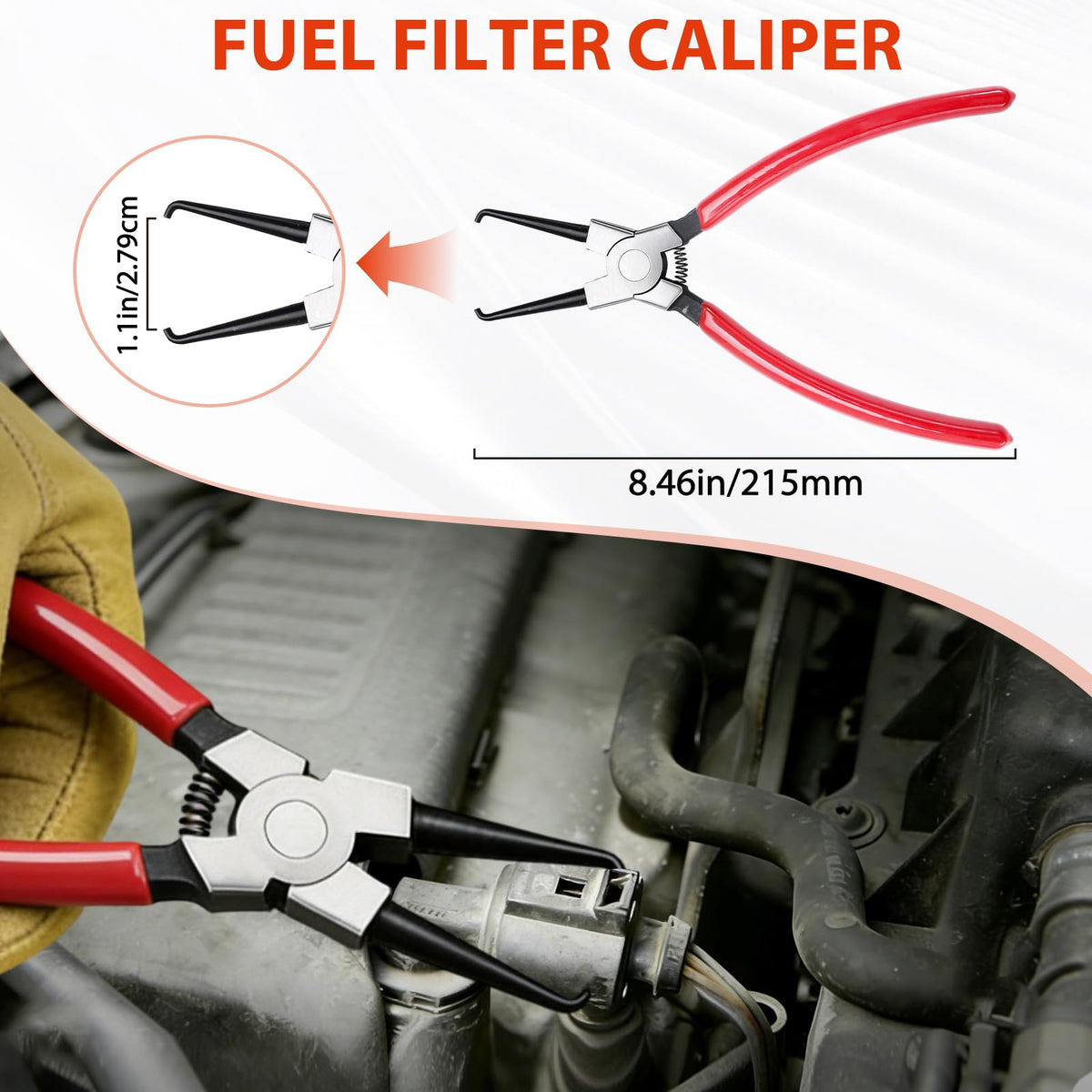 Crizendo fuel hose clamp plier open fully demonstrating wide clamp capacity