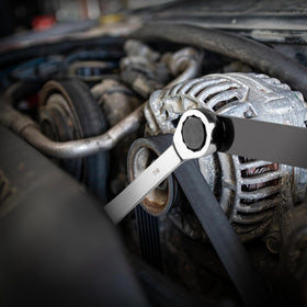 Crizendo kit in use under hood demonstrating access to tensioner pulley