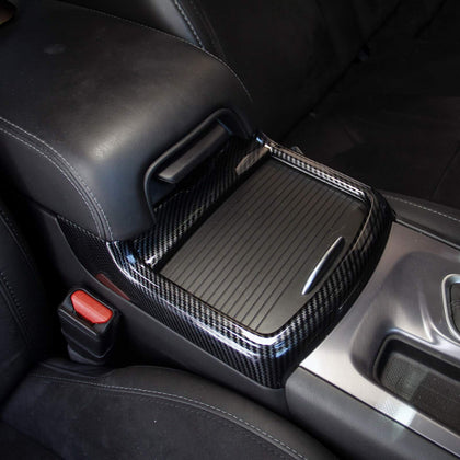 crosselec cup holder front view showing red carbon fiber trim and instant style upgrade