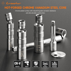 Crosstar swivel head detail demonstrating 360-degree rotation for tight engine access and precision