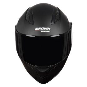 Crown Racing tinted shield close-up reducing glare for daytime riding comfort