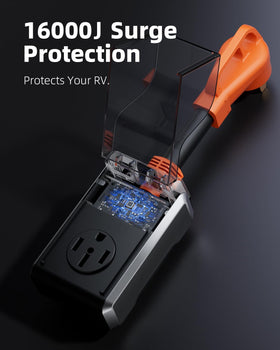 CRTBETLIF weatherproof cover opened showing protected inlet benefit: outdoor ready