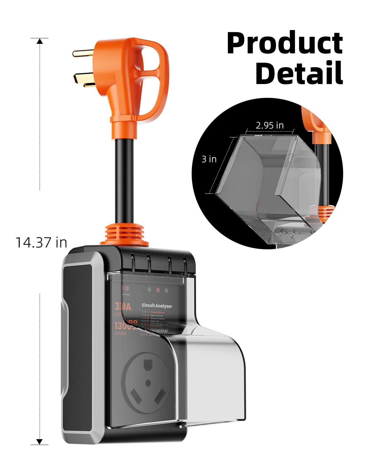 CRTBETLIF size scale next to RV outlet illustrating compact portability