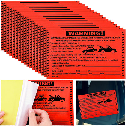 Crtiin front packaging showing 200-piece red tow-away stickers for quick enforcement