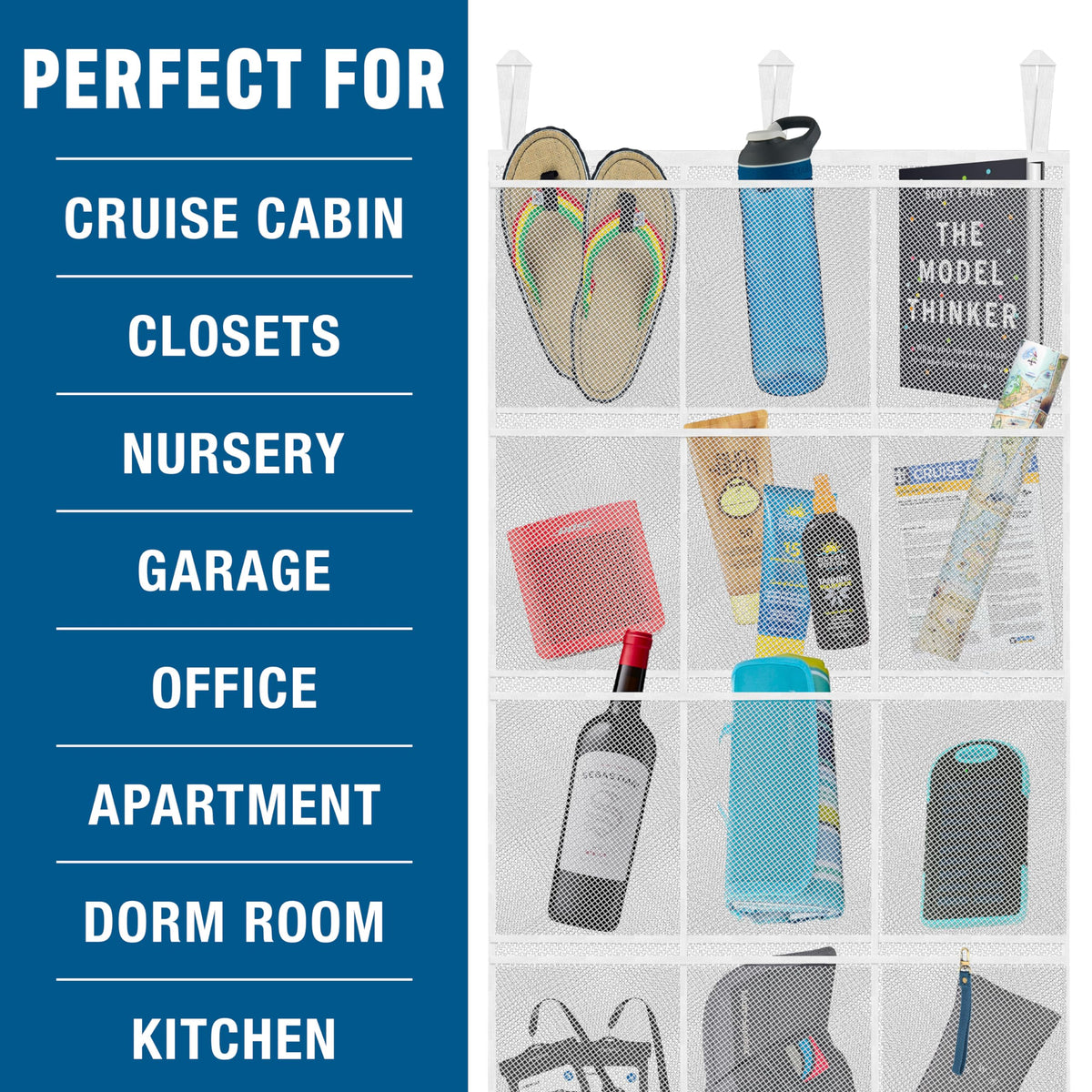 Cruise On hanging on a cruise cabin door illustrating space-saving benefit