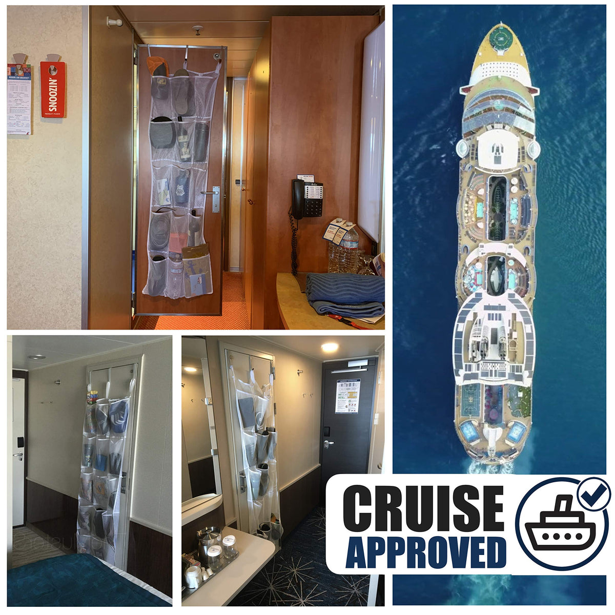 Cruise On close-up of large clear pockets highlighting big-item storage advantage