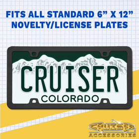 Cruiser Accessories next to ruler to show size and compatibility with standard plates