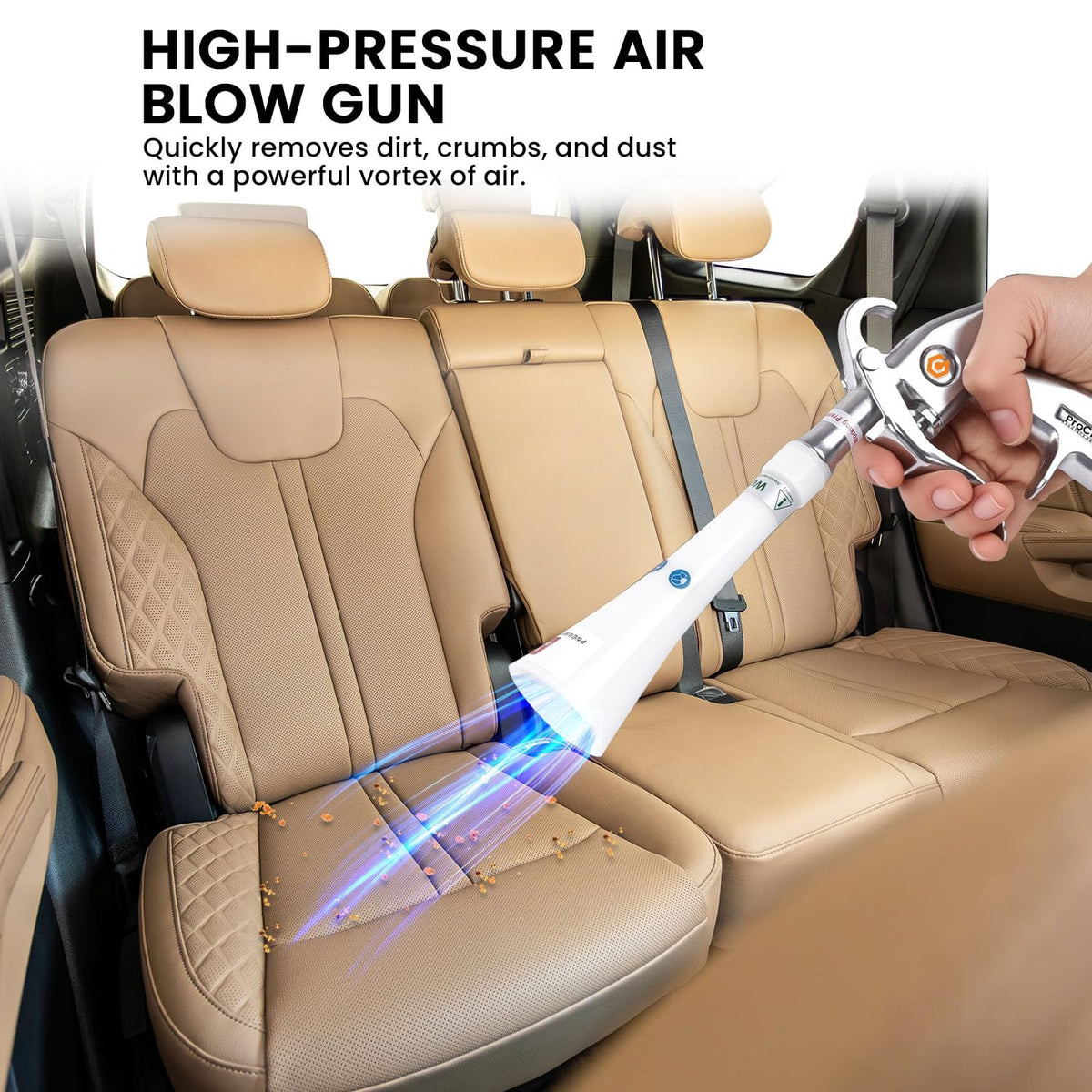 CrysGuard in use on car seat removing embedded dirt for faster detailing