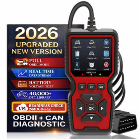 CrysGuard V519 front view showing device and buttons, professional diagnostics on hand