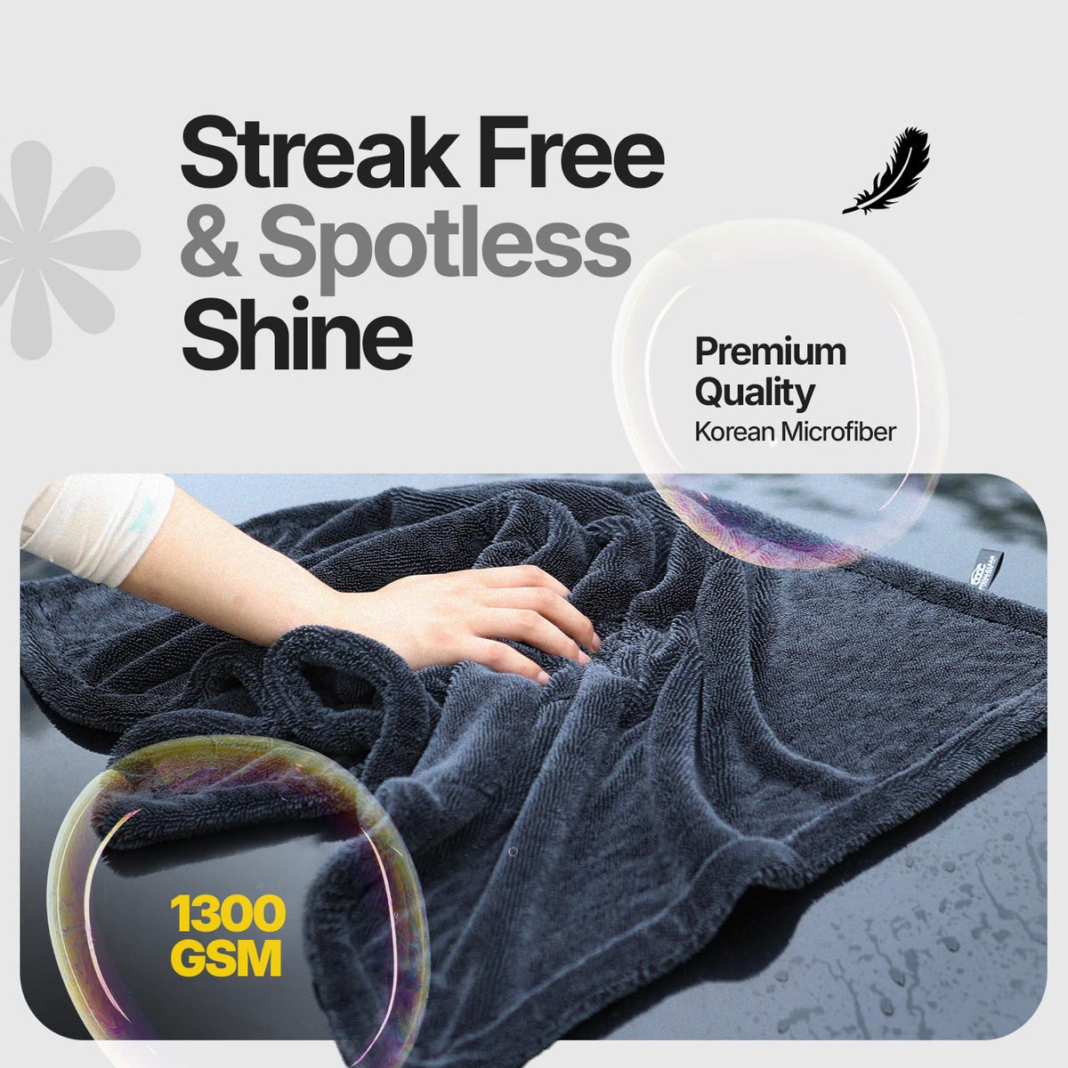 Crystal Clean edgeless microfiber close-up protecting paint from scratches