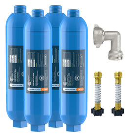 Crystala Filters front view showing inline filter housing and fittings for easy install