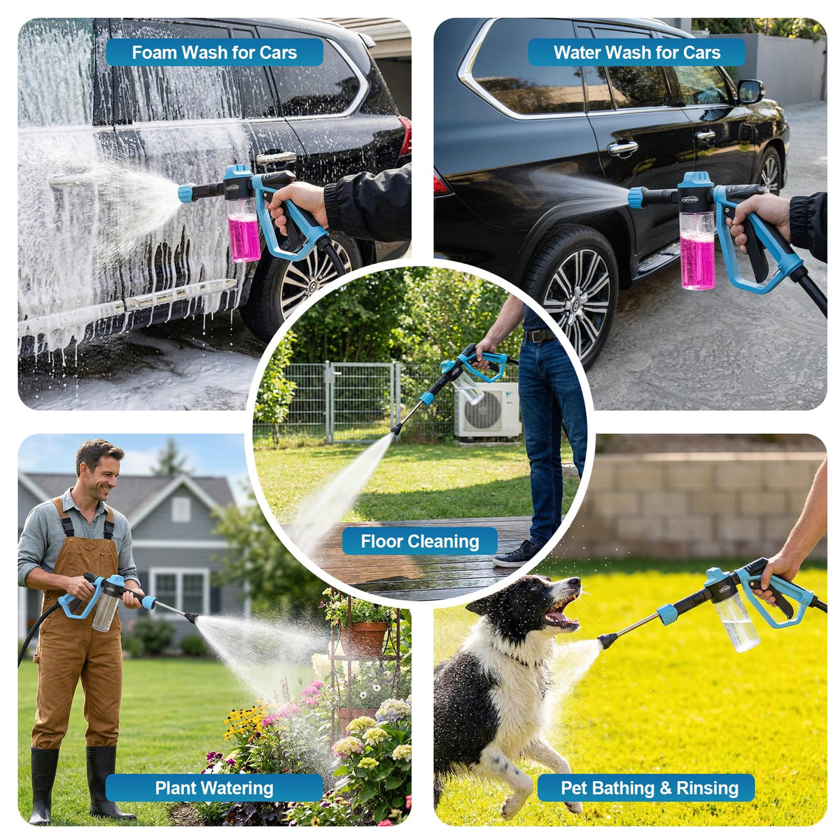 Crywag kit cleaning a driveway in a home setting showing multi-purpose outdoor use benefit