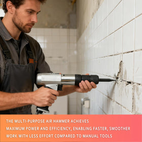 Csttler air hammer on workbench with automotive parts, showcasing workshop readiness
