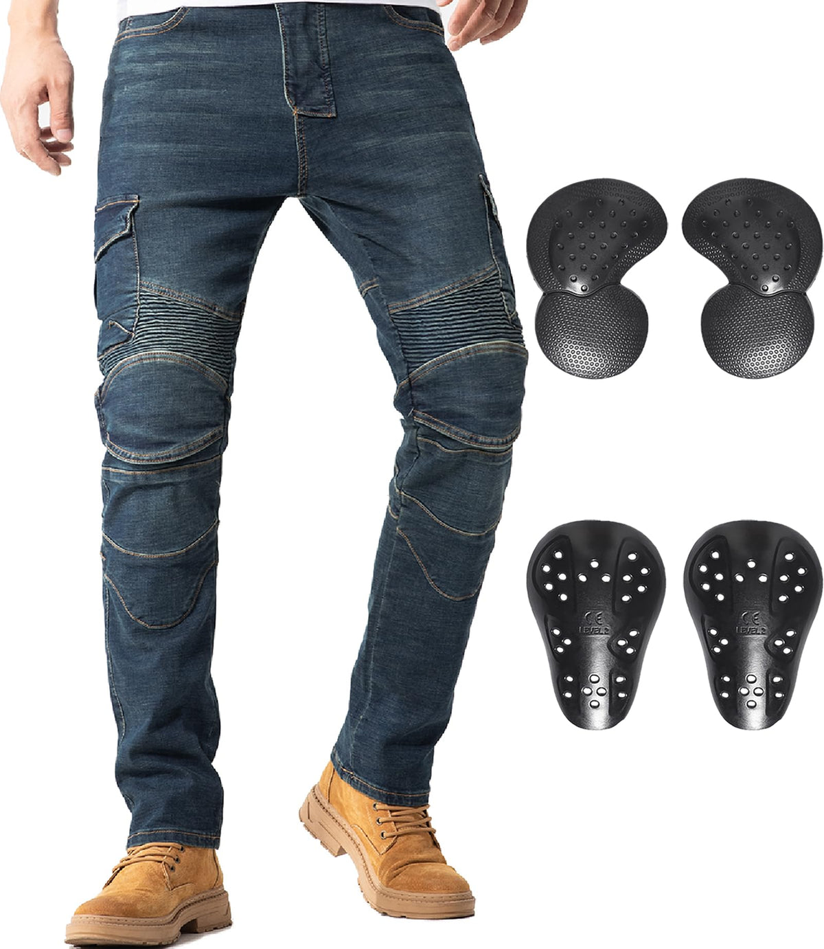 CTBQiTom front view blue denim showing slim tailored fit and versatile look