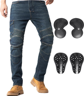 CTBQiTom front view blue denim showing slim tailored fit and versatile look